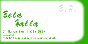 bela halla business card